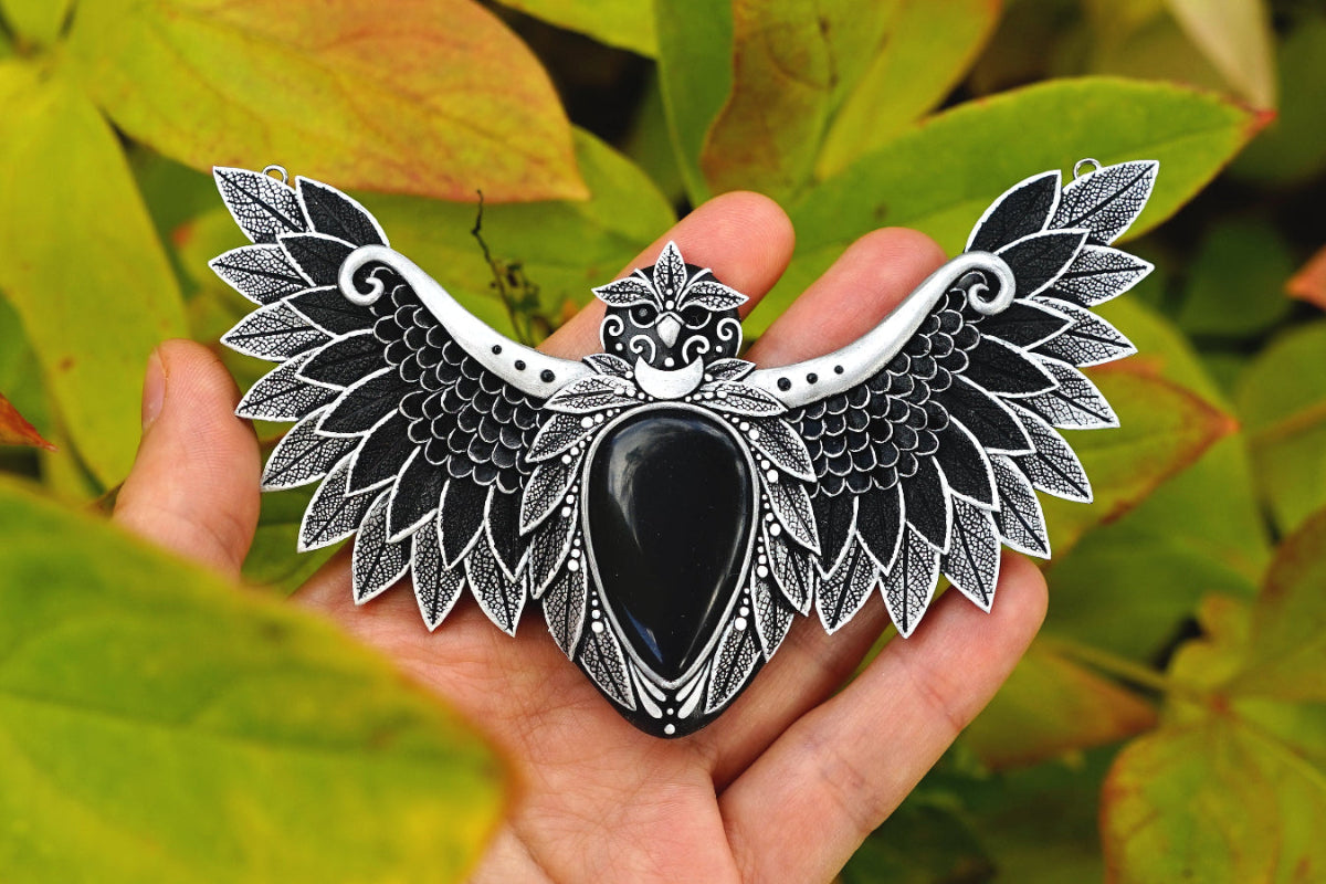 Leafy Owl large statement necklace