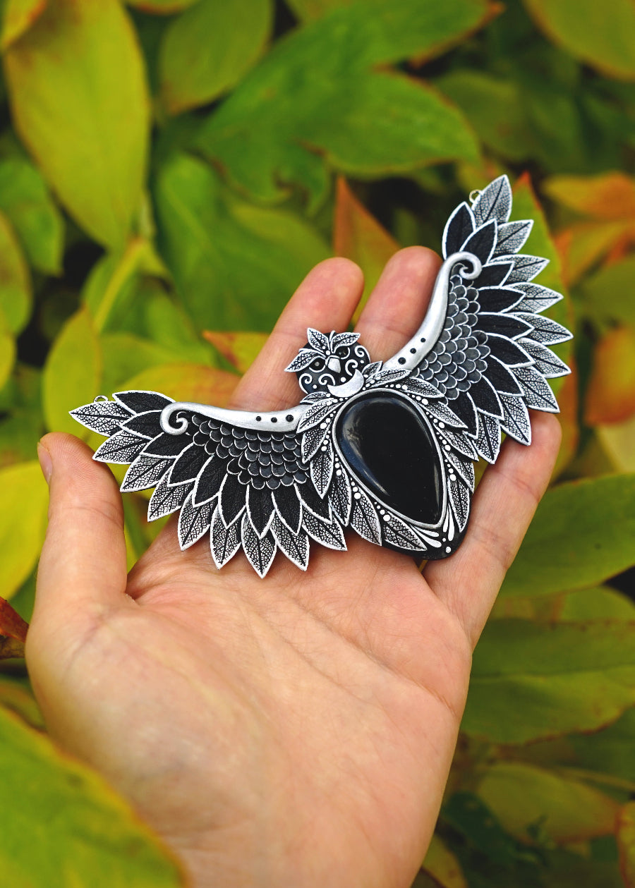 Leafy Owl large statement necklace