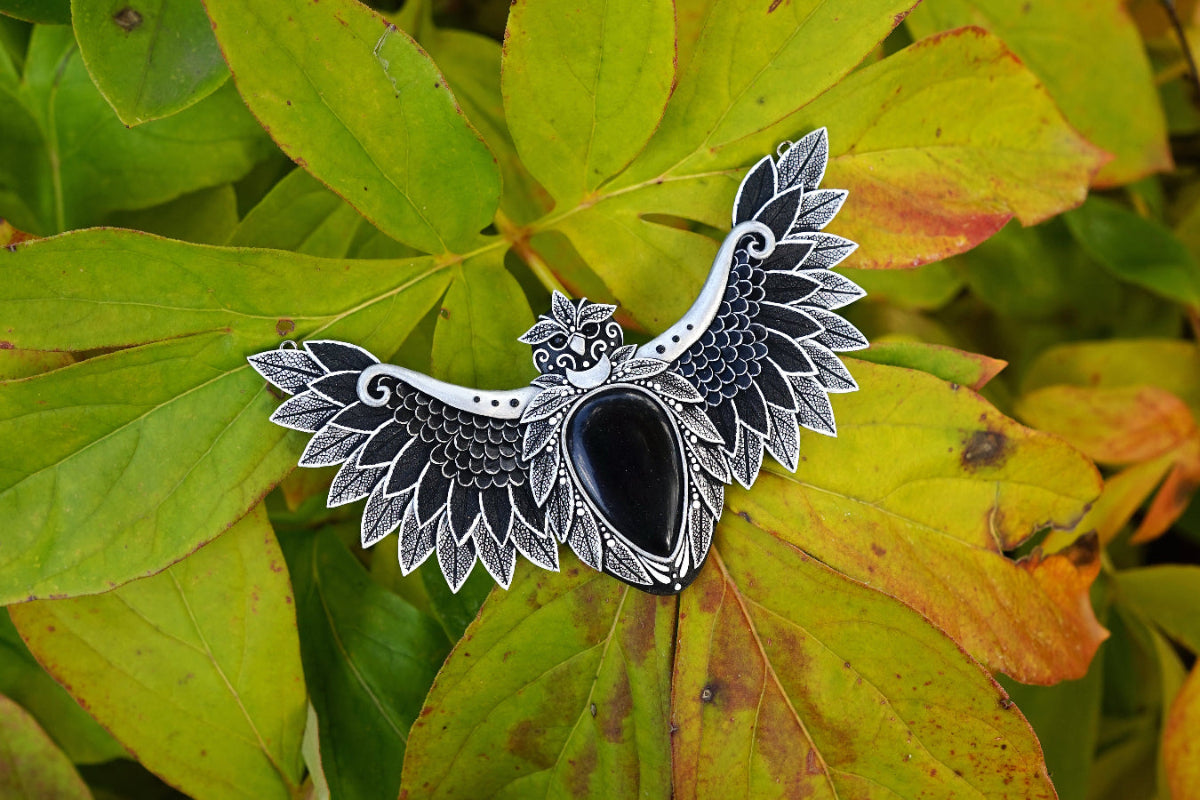 Leafy Owl large statement necklace
