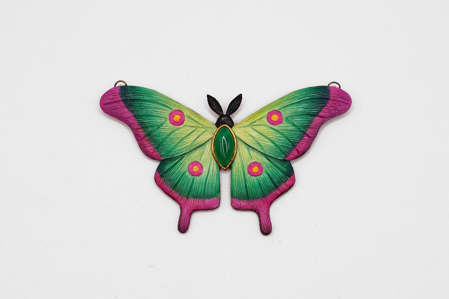 Green moth pendant