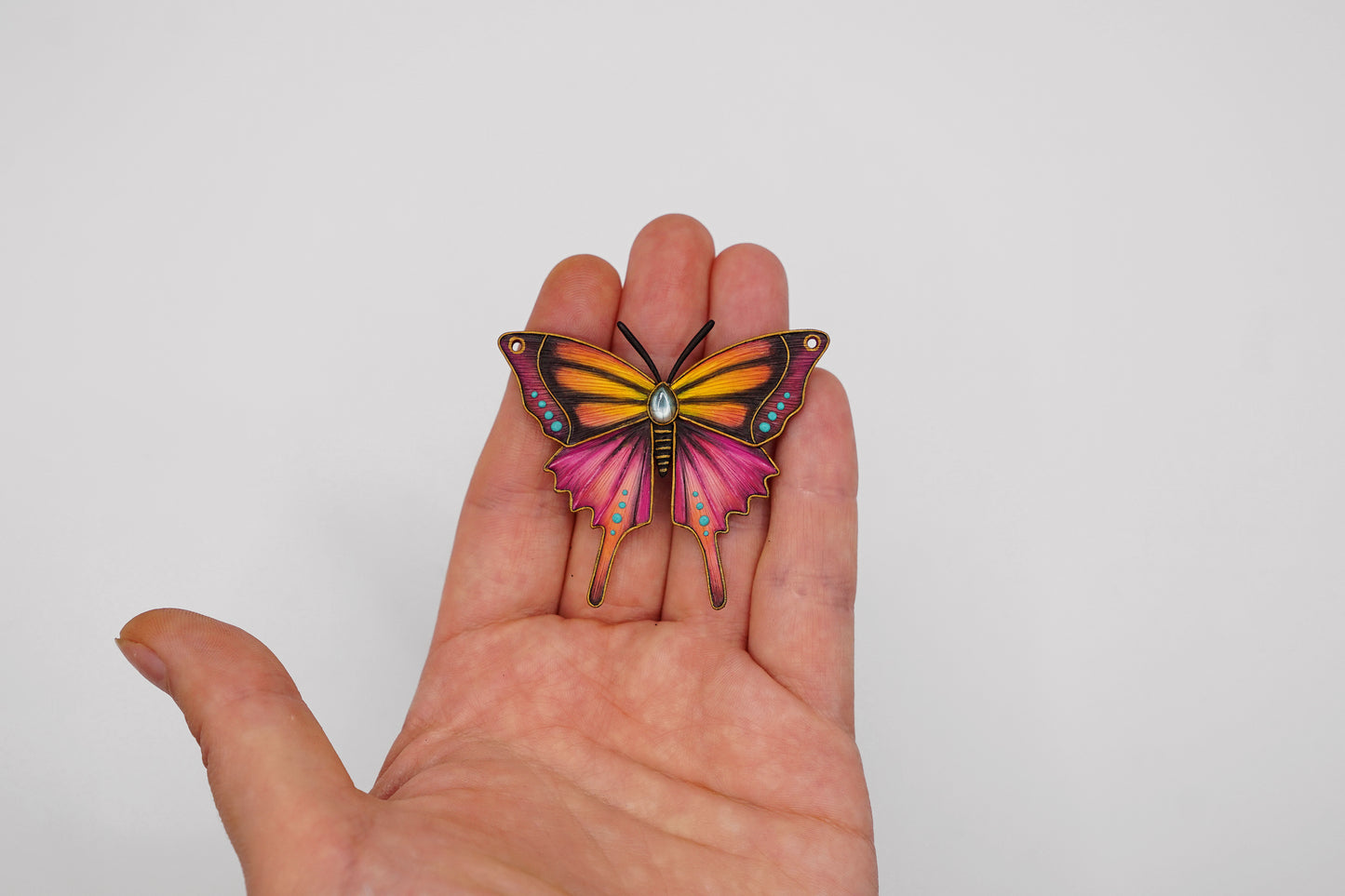 Pink & orange butterfly pendant