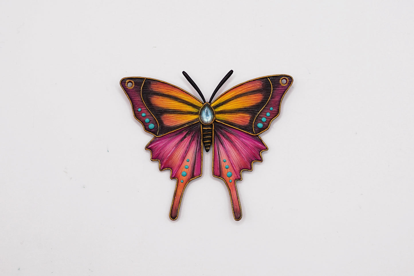 Pink & orange butterfly pendant