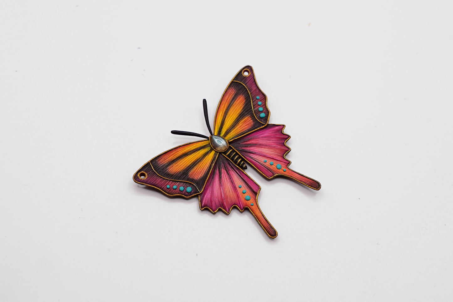 Pink & orange butterfly pendant