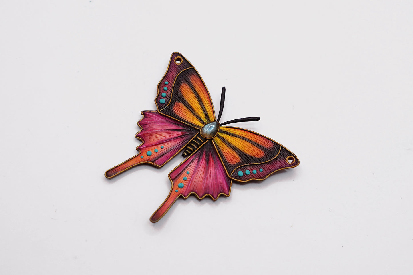Pink & orange butterfly pendant