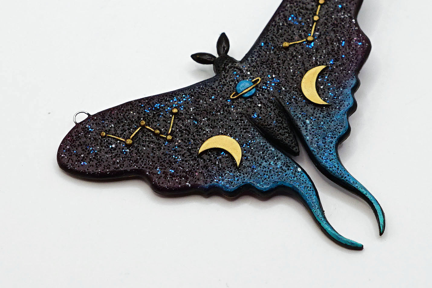 Galaxy luna moth necklace (Aurora Moth)