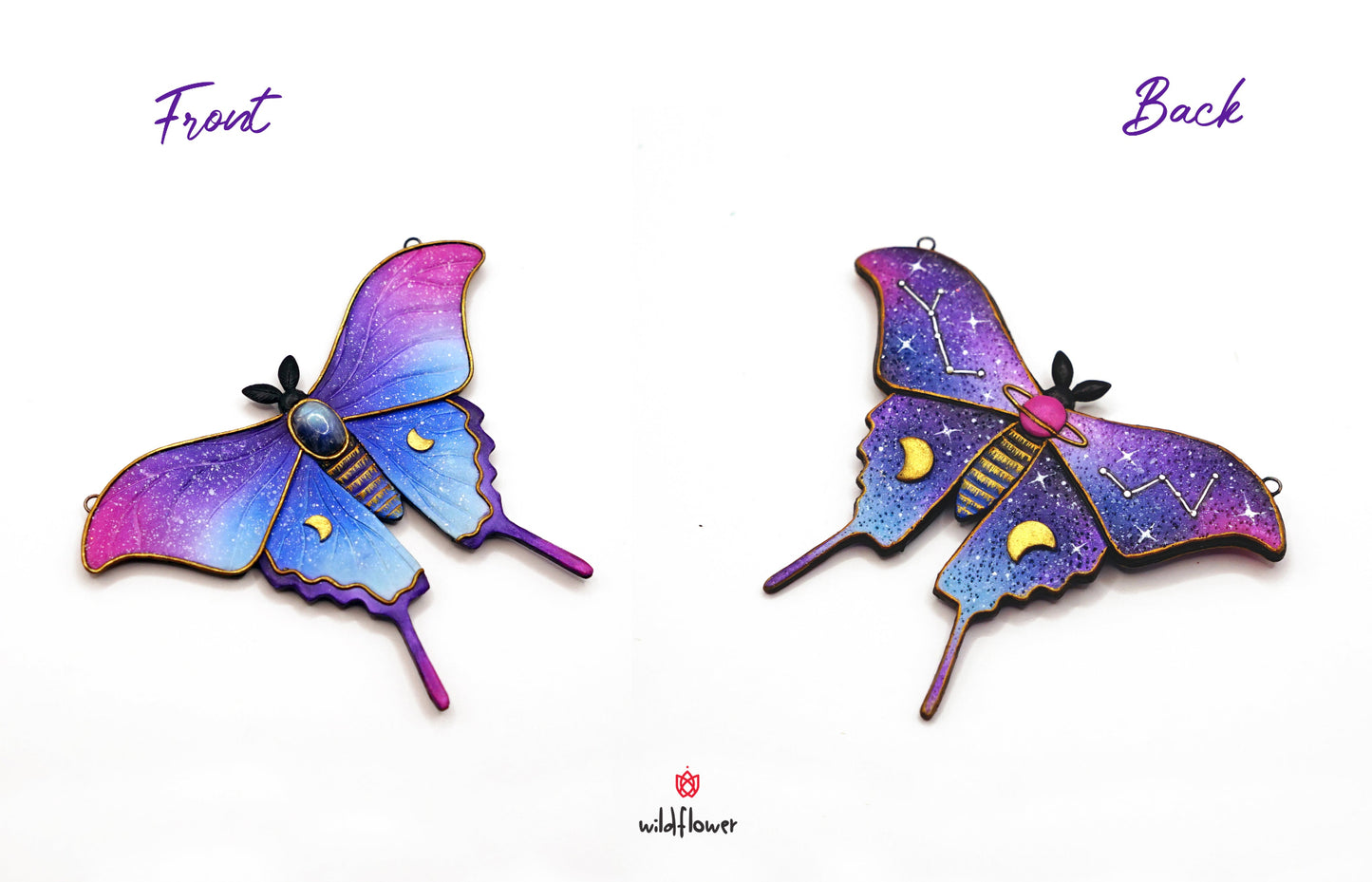 Double-sided galaxy moth pendant tutorial