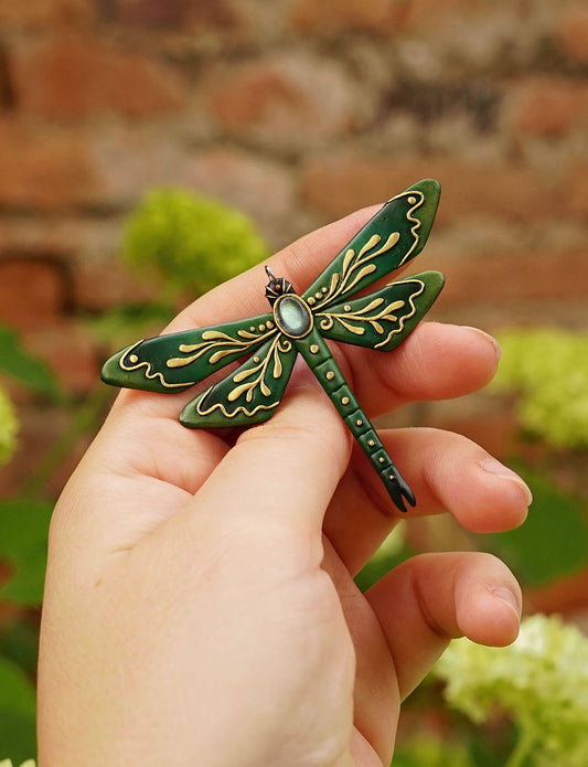 Botanical dragonfly pendant