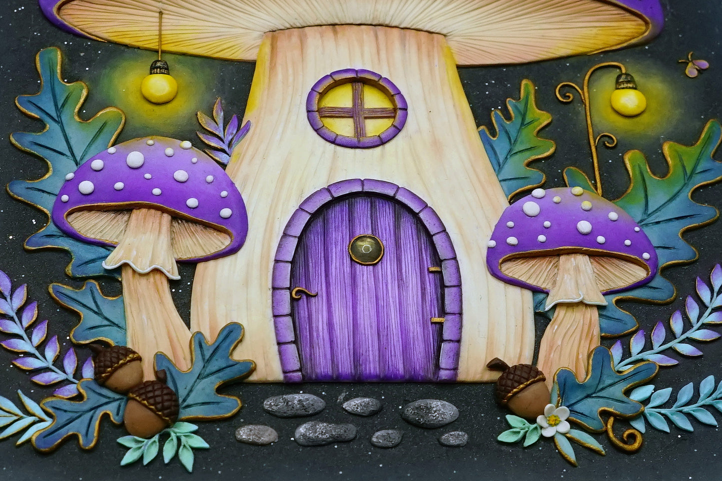 Cozy dragon mushroom house (Framed piece)