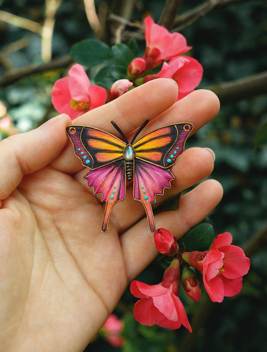 Pink & orange butterfly pendant