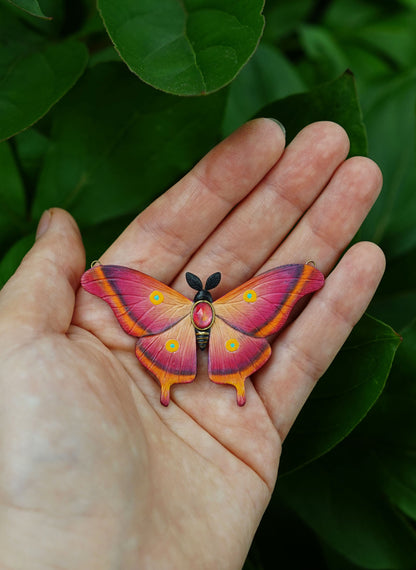 Pink moth pendant