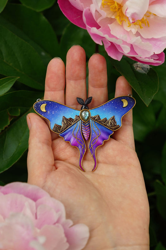 Night sky moth pendant