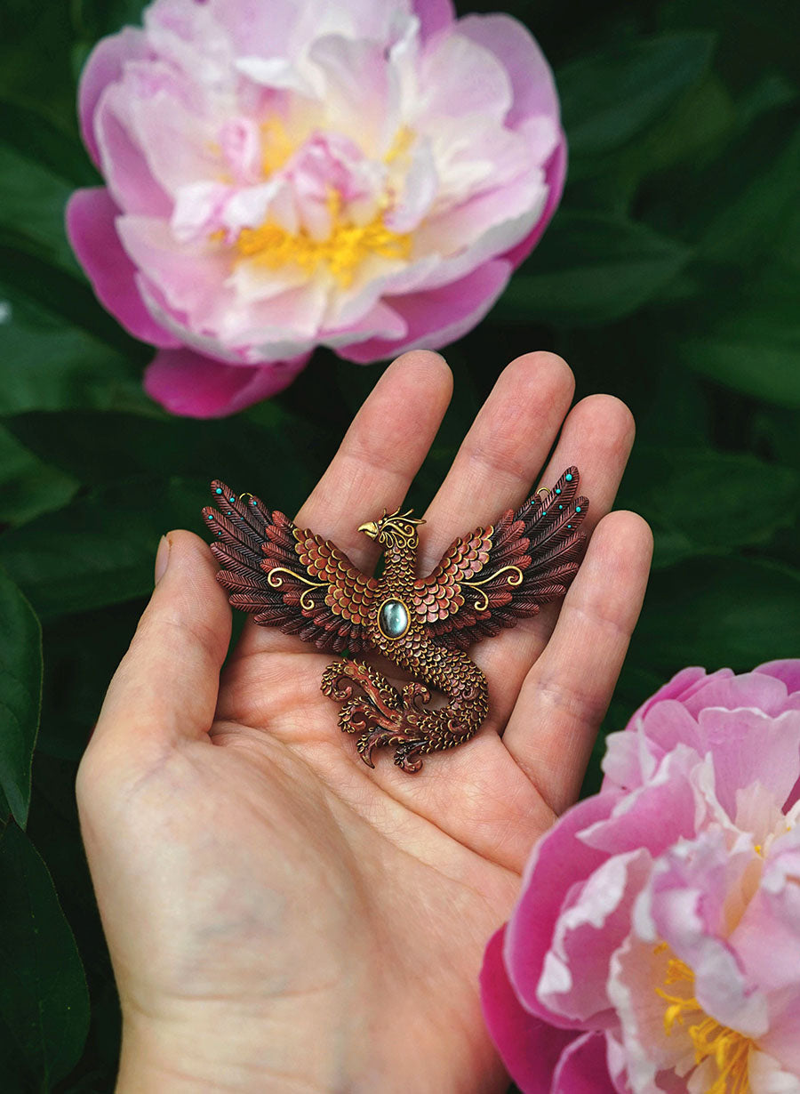 Mini-phoenix pendant (metallic copper effect)