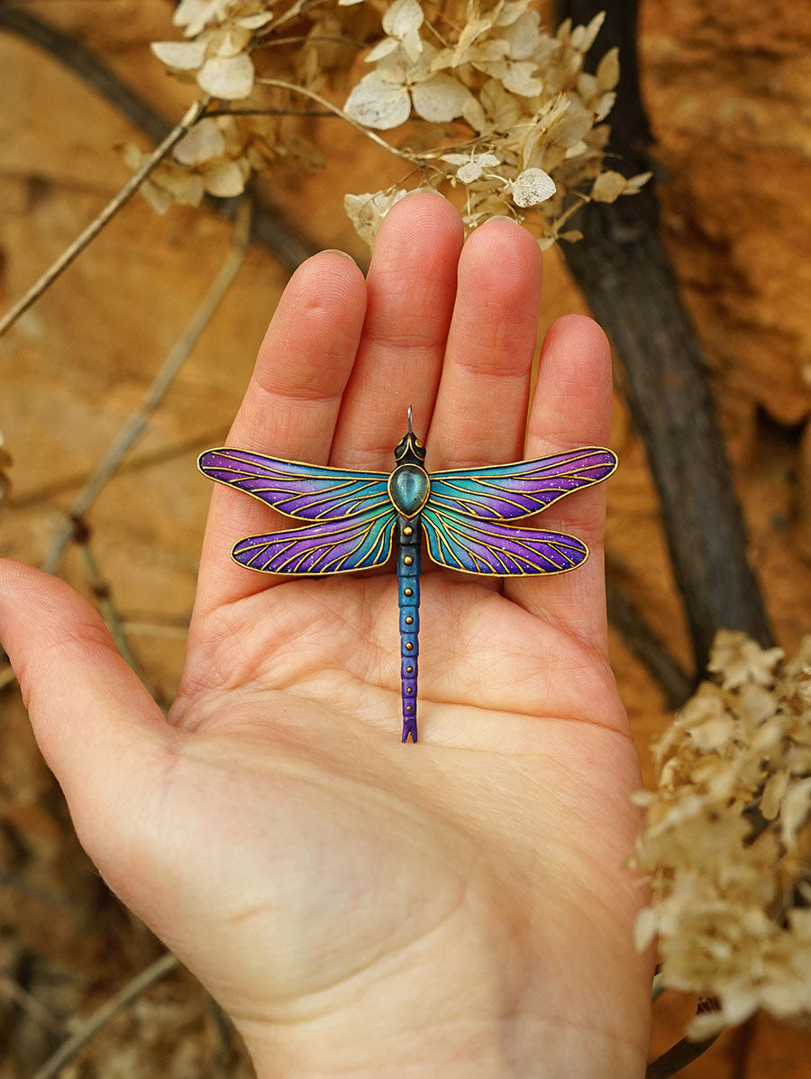Double-sided dragonfly pendant – Wildflower Tales