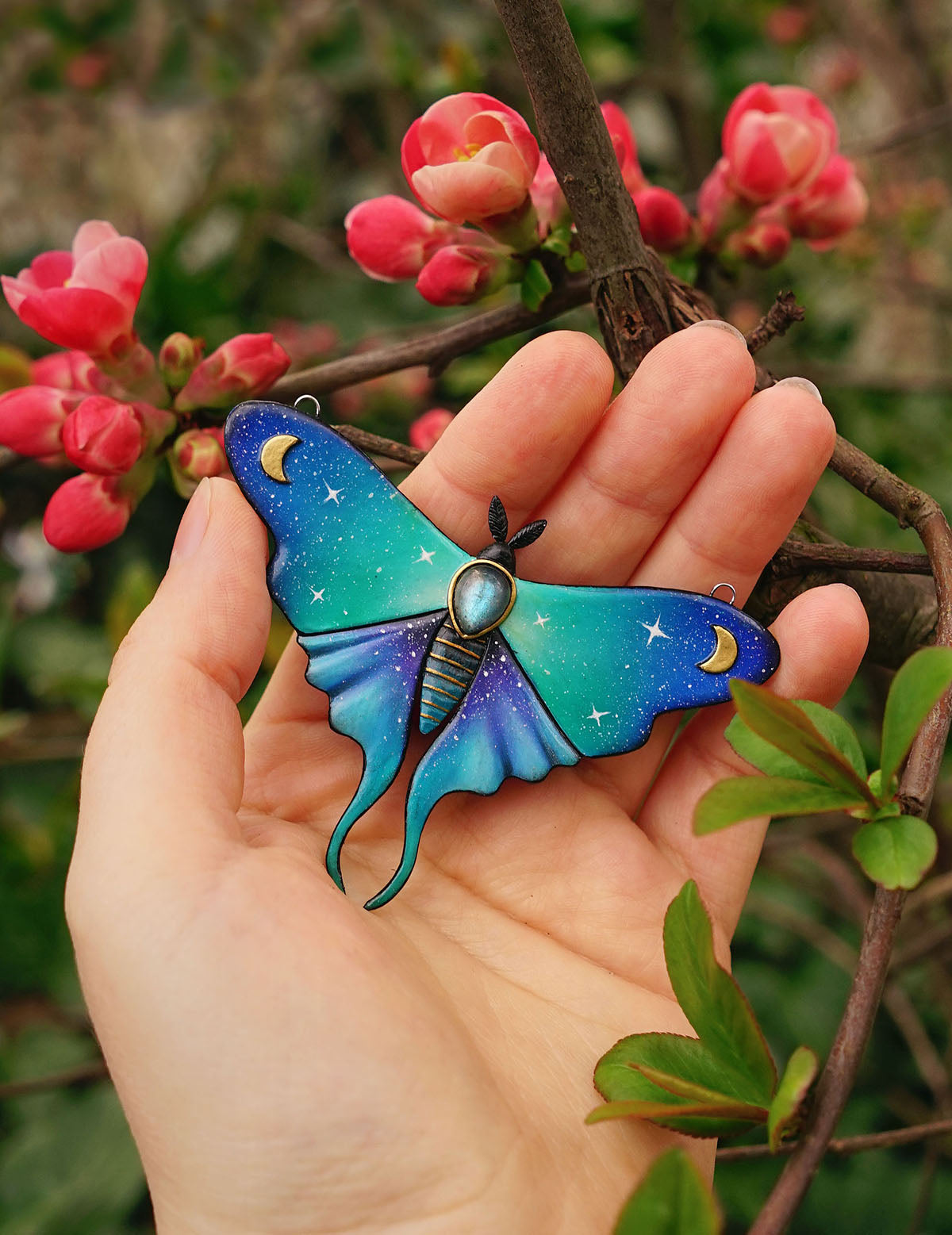 Galaxy luna moth necklace (Midnight Tide Moth)