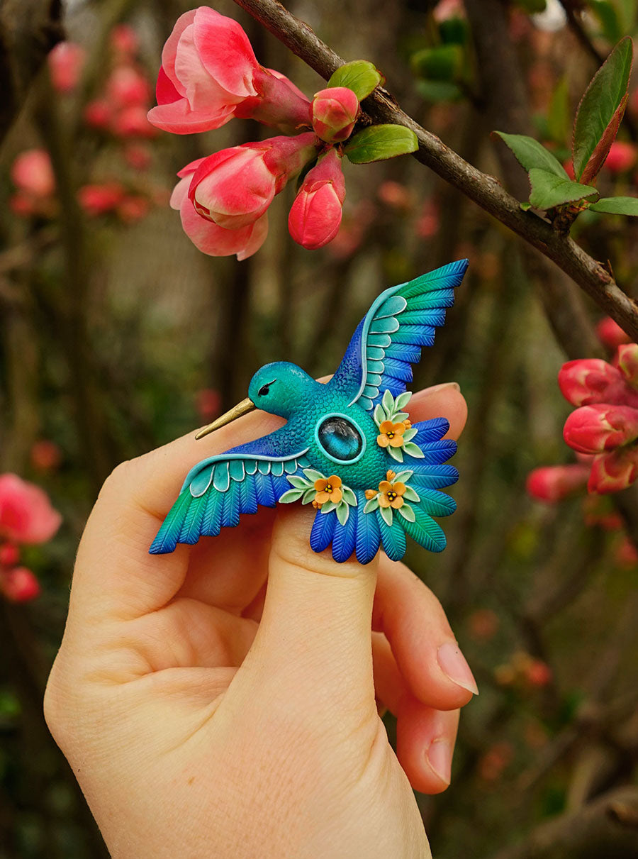 Hummingbird brooch