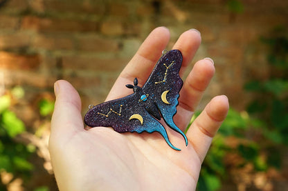 Galaxy luna moth necklace (Aurora Moth)