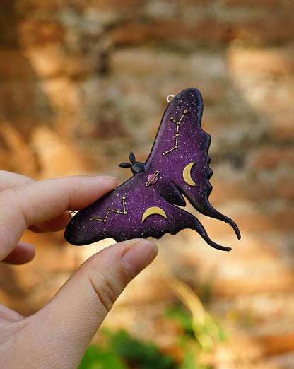 Galaxy luna moth necklace (Violet Sky Moth)