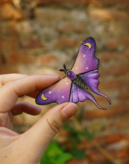 Galaxy luna moth necklace (Violet Sky Moth)