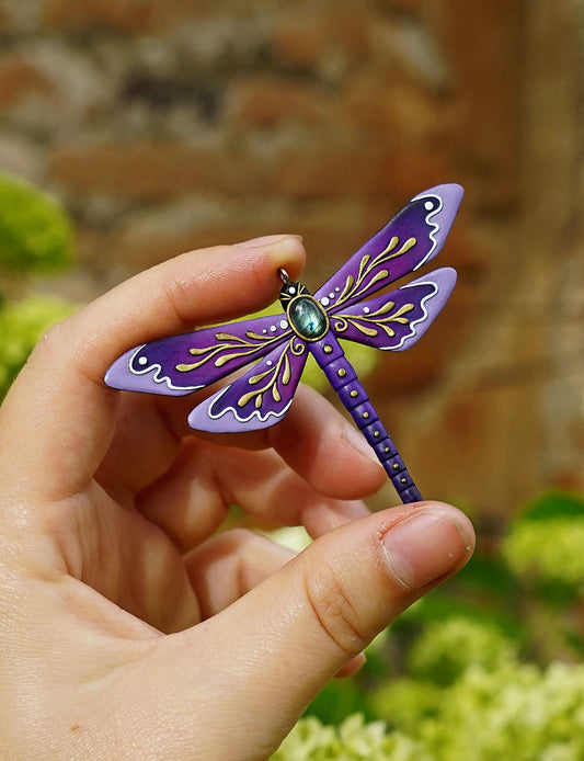 Botanical dragonfly pendant