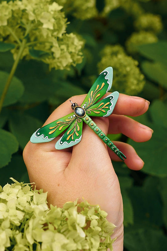 Botanical dragonfly pendant