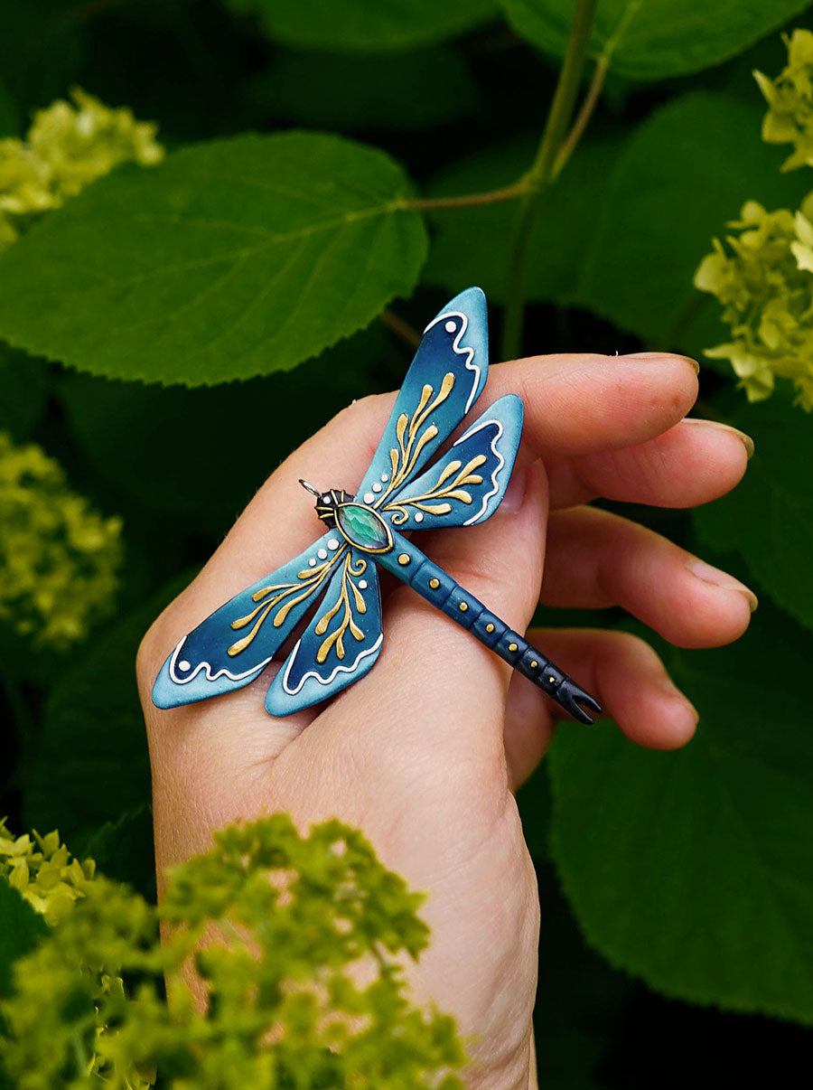 Botanical dragonfly pendant