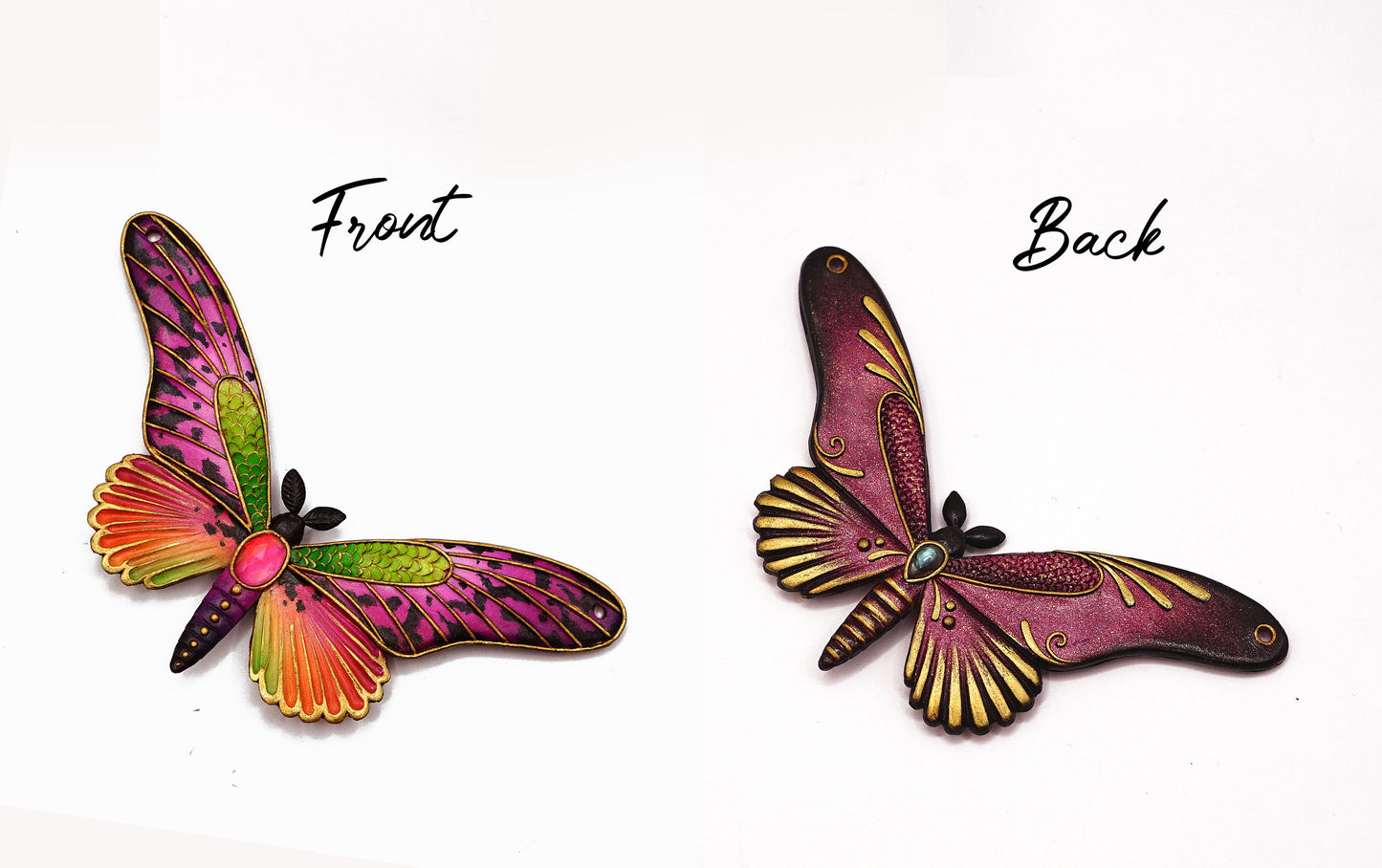 Double-sided butterfly pendant (magenta)