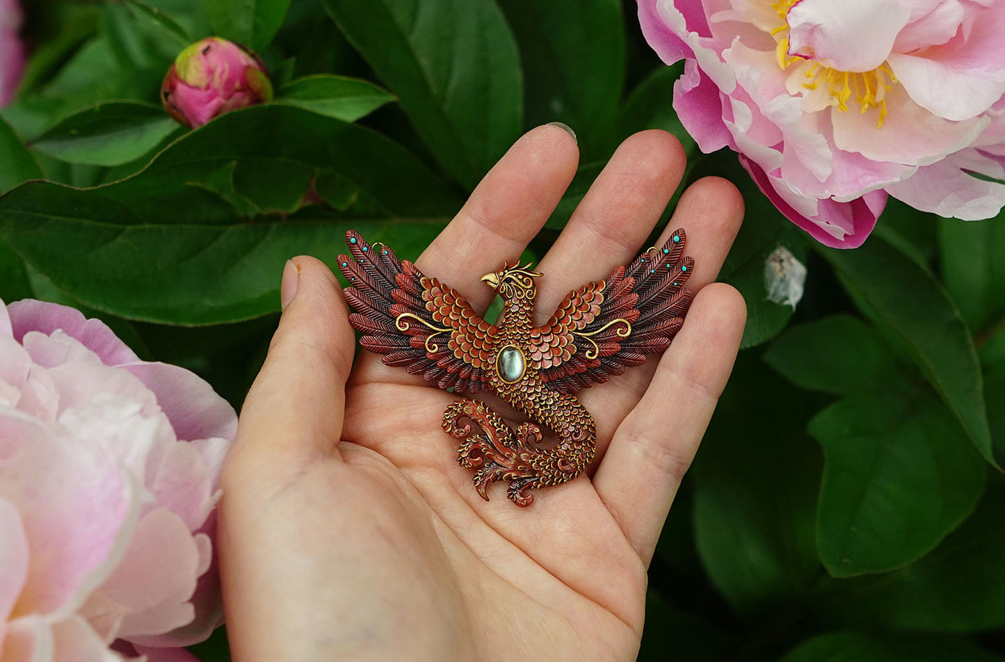 Mini-phoenix pendant (metallic copper effect)