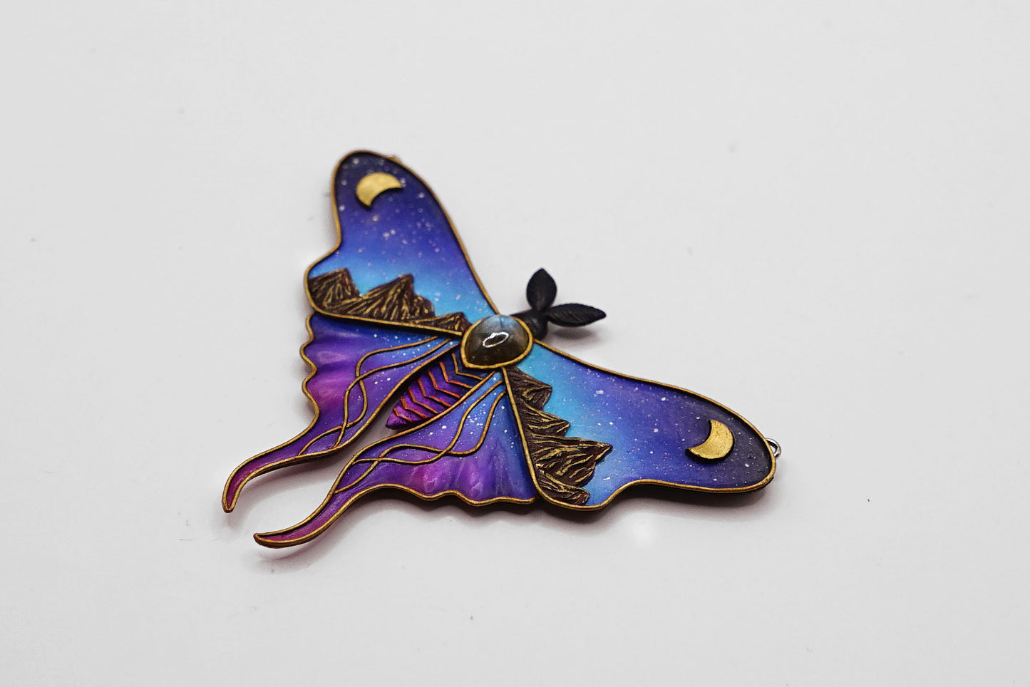 Night sky moth pendant