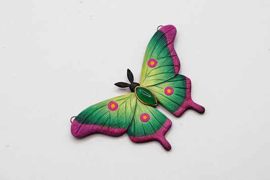 Green moth pendant