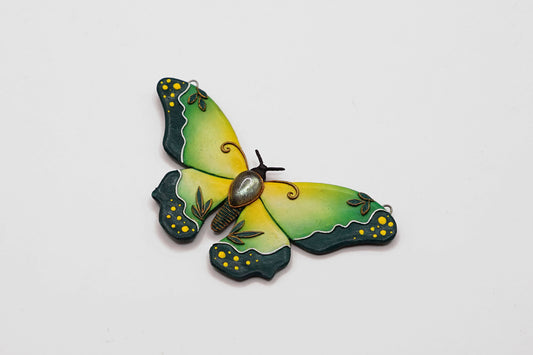 Green & yellow butterfly pendant