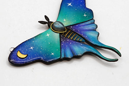 Galaxy luna moth necklace (Midnight Tide Moth)