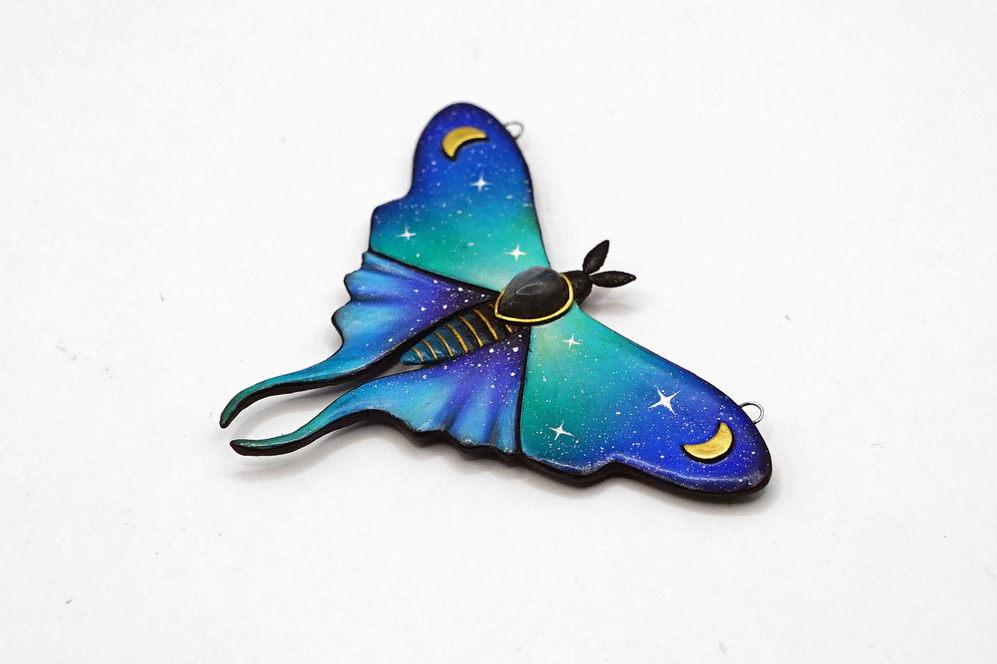 Galaxy luna moth necklace (Midnight Tide Moth)