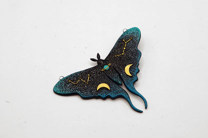 Galaxy luna moth necklace (Midnight Tide Moth)