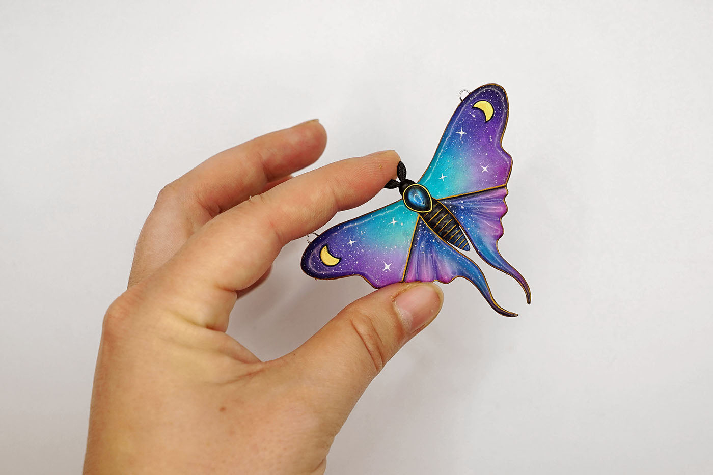 Galaxy luna moth necklace (Aurora Moth)