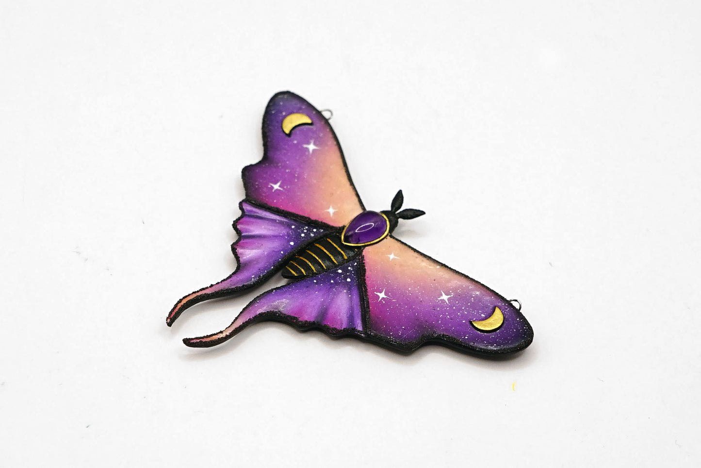 Galaxy luna moth necklace (Violet Sky Moth)