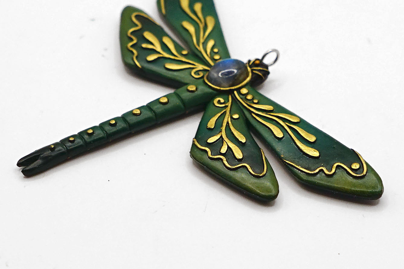 Botanical dragonfly pendant