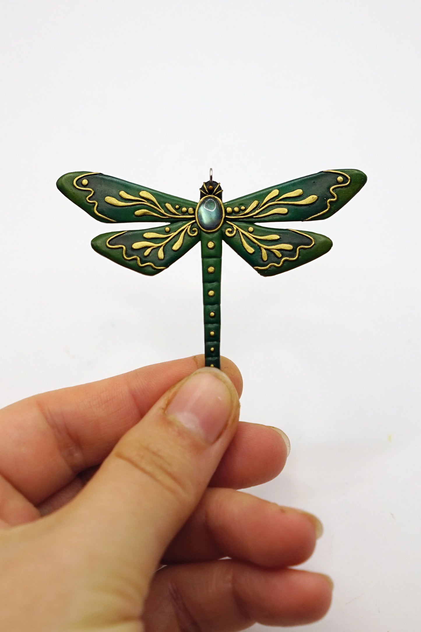 Botanical dragonfly pendant