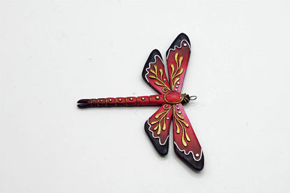 Botanical dragonfly pendant (red)