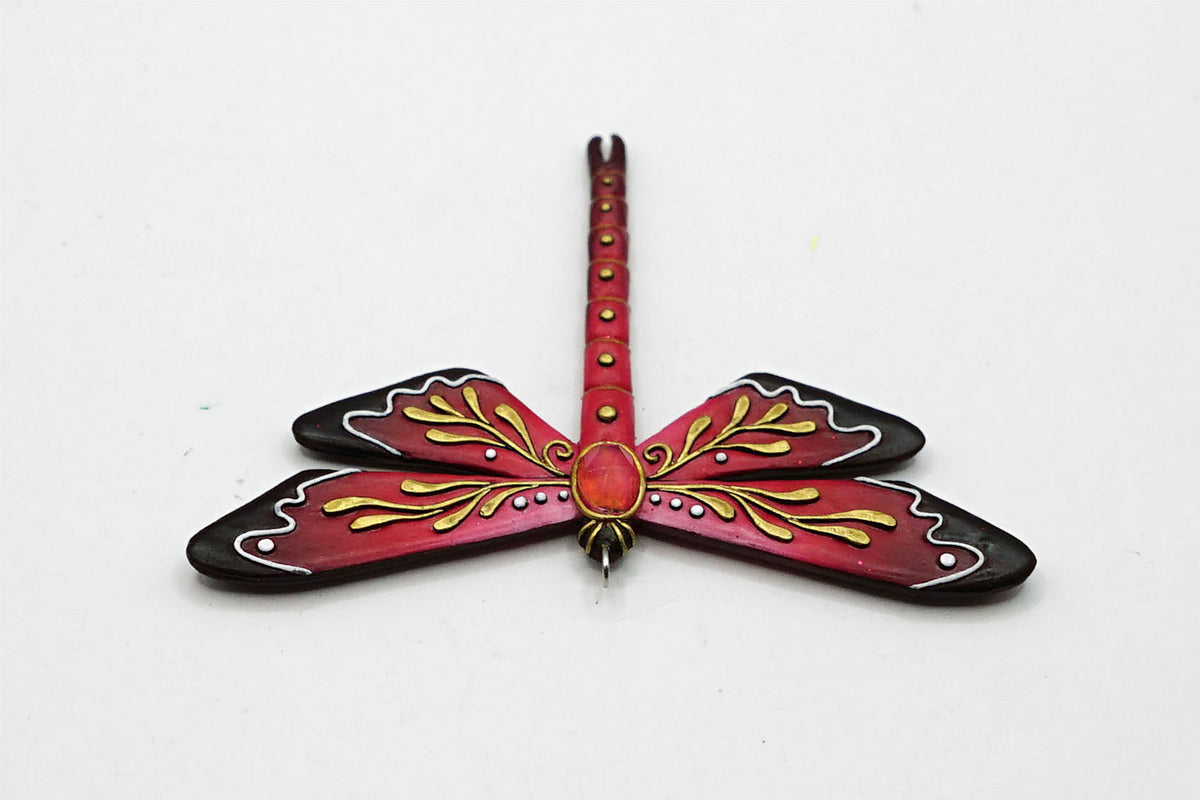 Botanical dragonfly pendant (red)