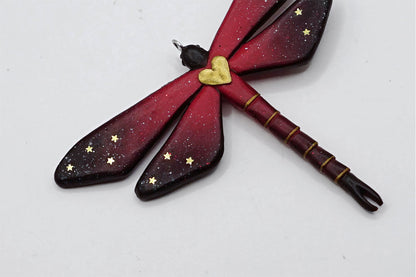 Botanical dragonfly pendant (red)