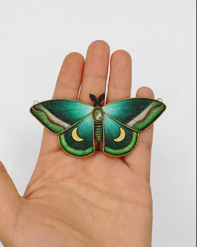 Forestwhisper | Green moth pendant