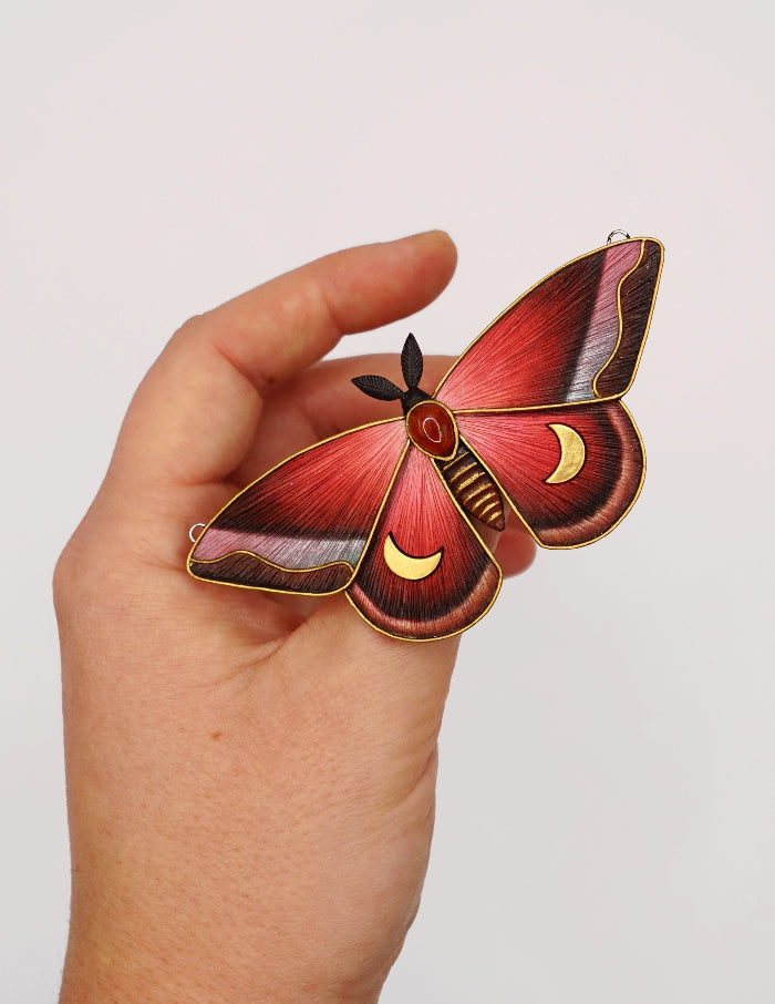 Emberheart | Red moth pendant