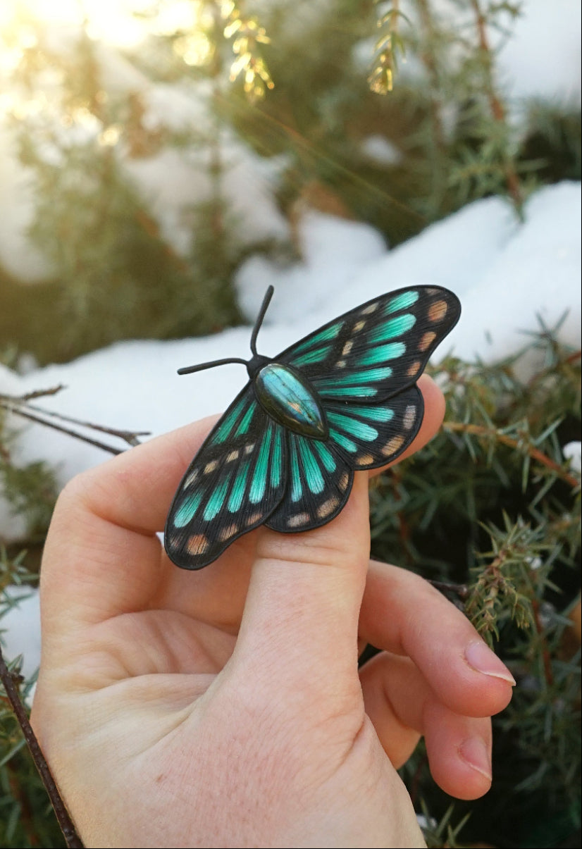 Lost Forest moth brooch