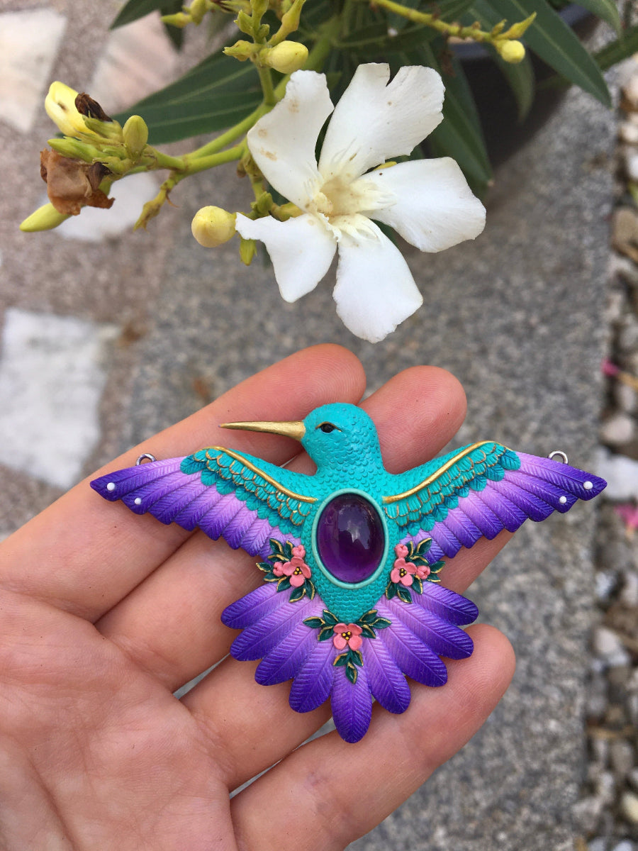 Polymer clay hummingbird pendant tutorial – Wildflower Tales