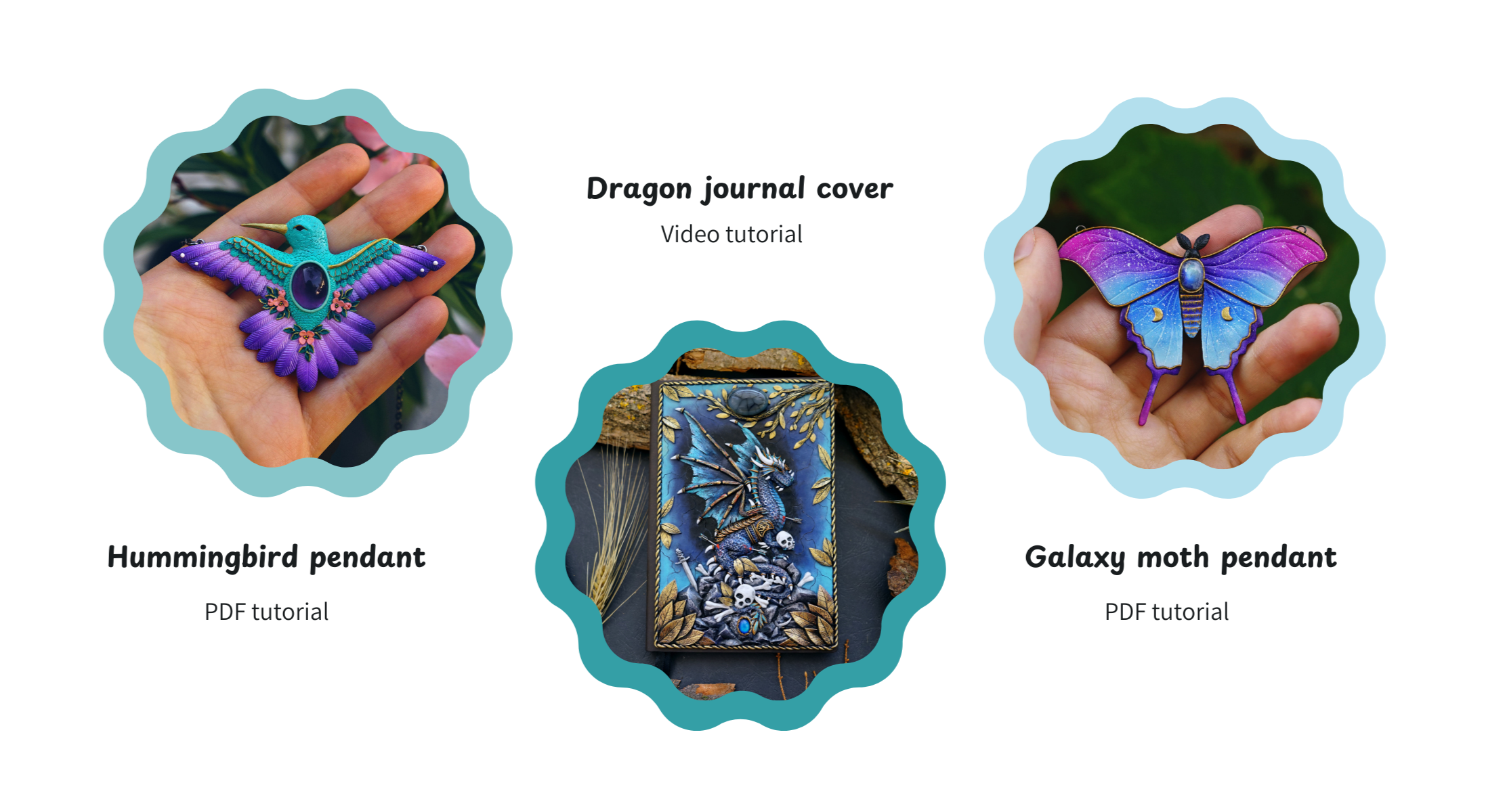 Collage of jewelry items with tutorials on a white background