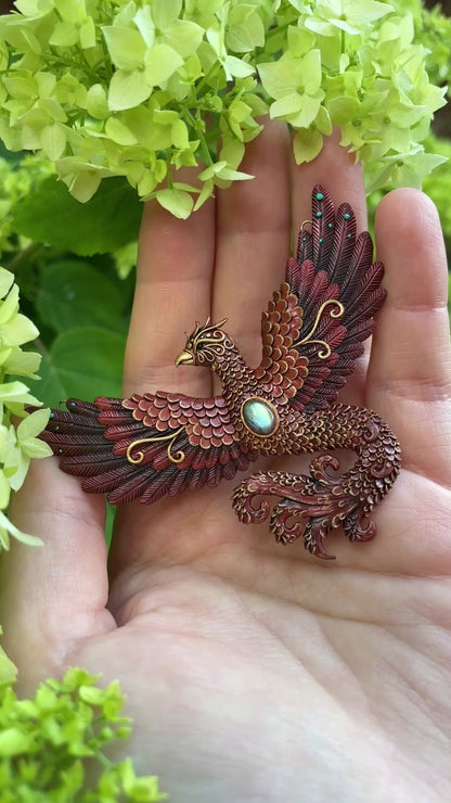 Mini-phoenix pendant (metallic copper effect)