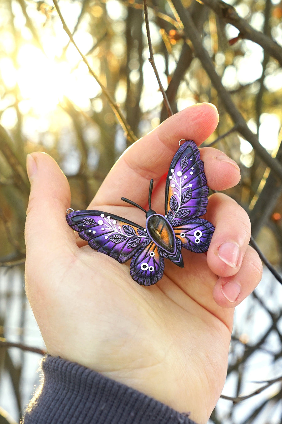 Lavender Meadow butterfly pendant