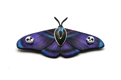 Violet moth brooch with skulls | The Twilight Messenger