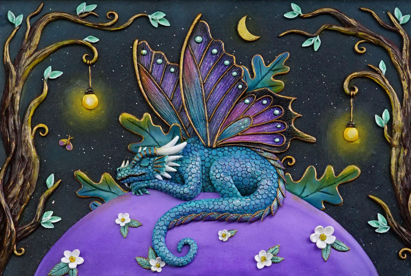 Cozy dragon mushroom house (Framed piece)
