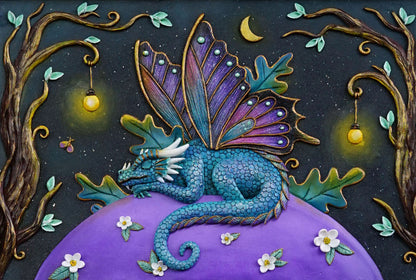Cozy dragon mushroom house (Framed piece)